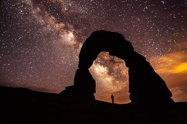 Dark Skies bij Delicate Arch, Arches National Park in Utah